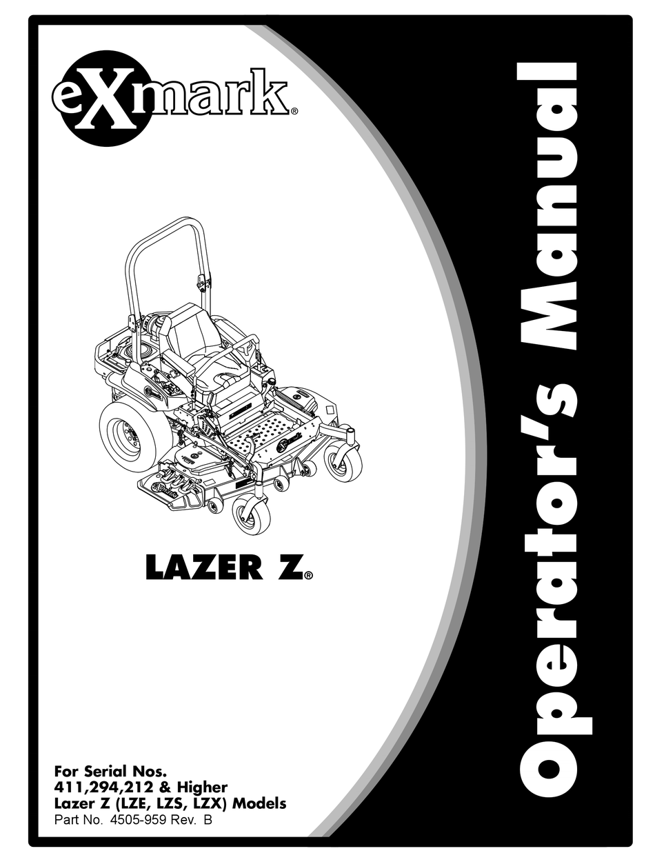 EXMARK LAZER Z LZE OPERATOR'S MANUAL Pdf Download ManualsLib