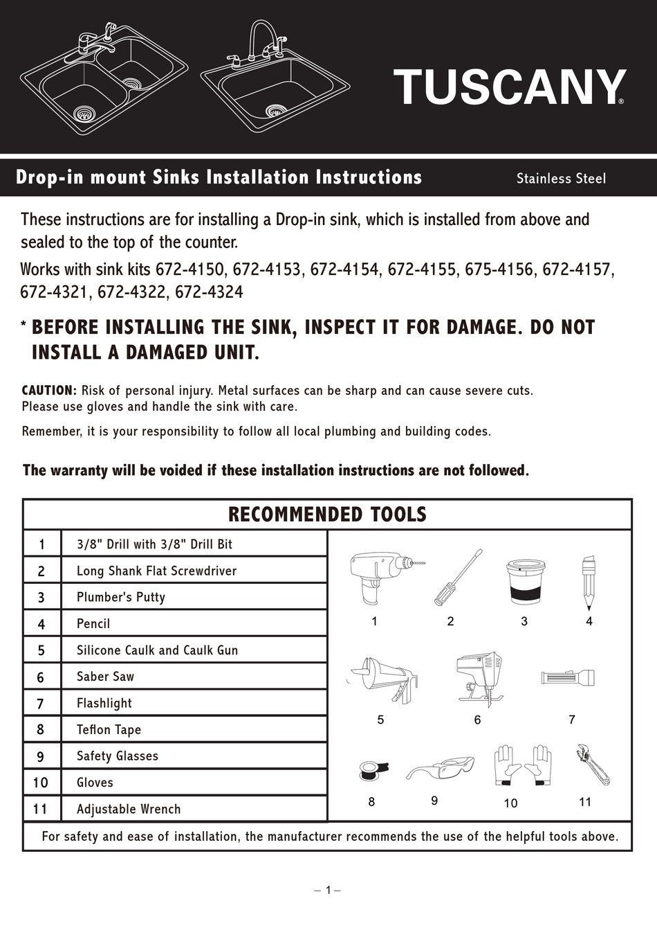 TUSCANY 6724150 INSTALLATION INSTRUCTIONS Pdf Download ManualsLib