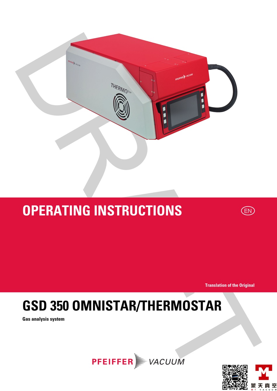 PFEIFFER VACUUM GSD 350 OPERATING INSTRUCTIONS MANUAL Pdf Download