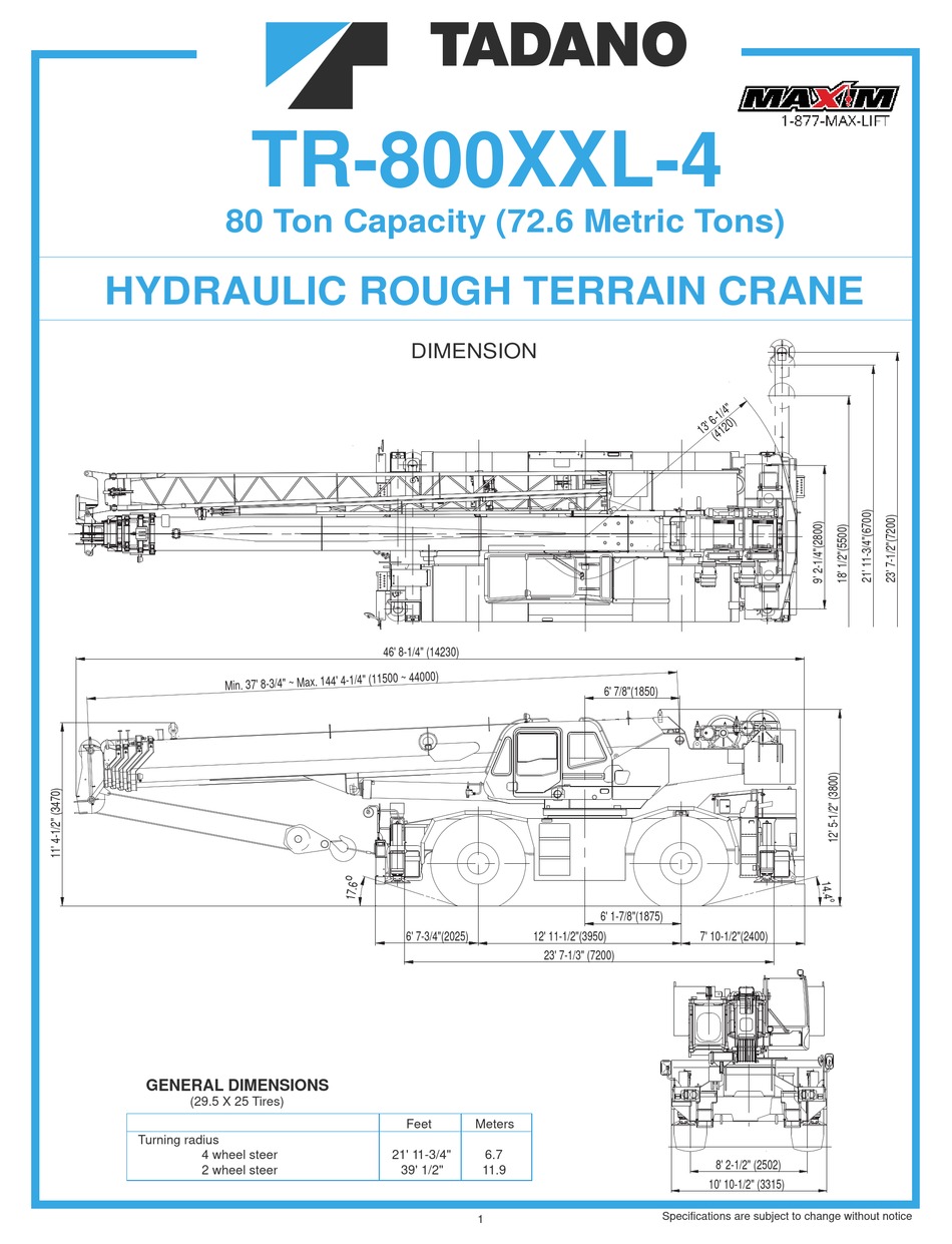 TADANO TR-800XXL-4 MANUAL Pdf Download | ManualsLib