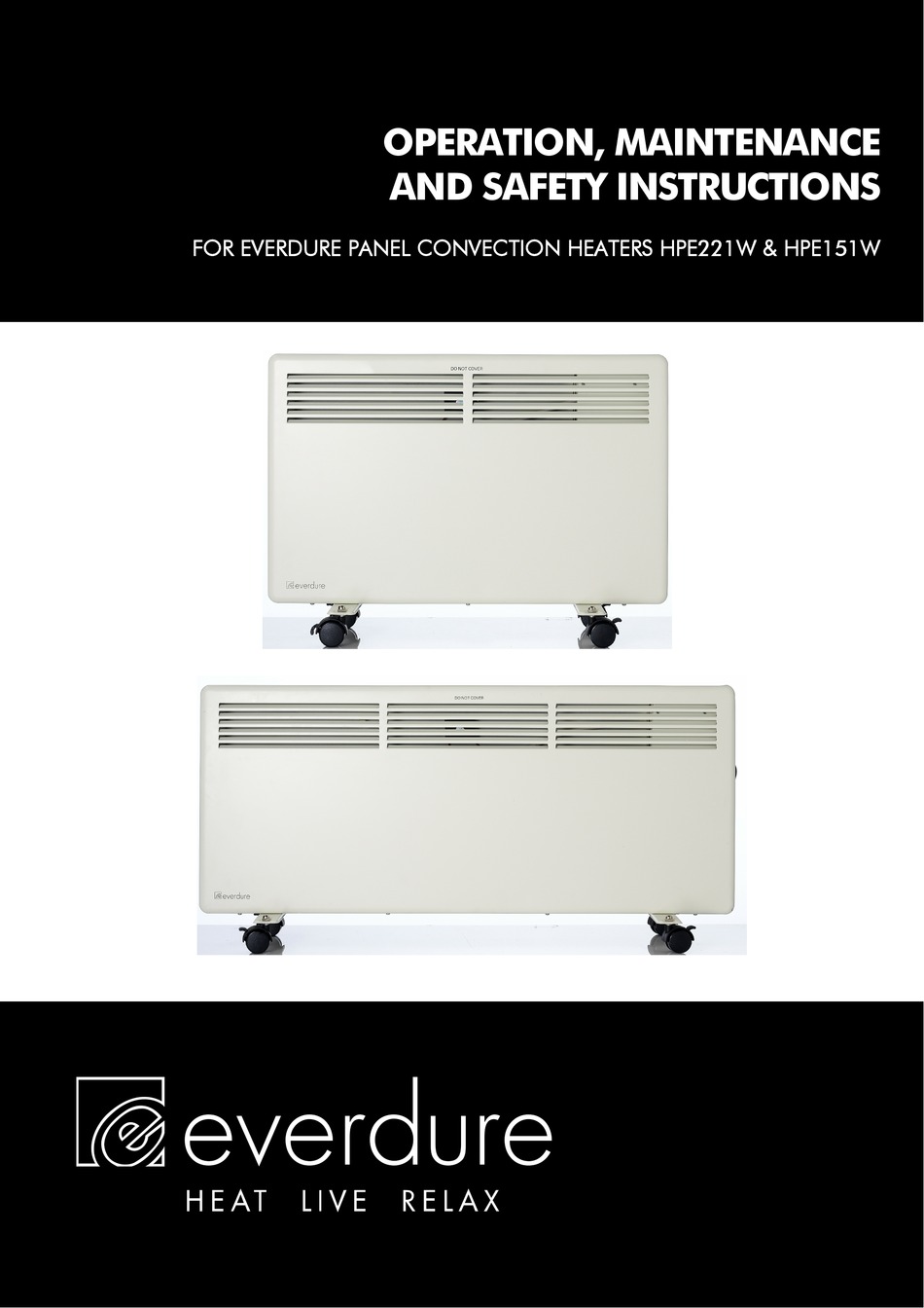 EVERDURE HPE221W OPERATION, MAINTENANCE AND SAFETY INSTRUCTIONS Pdf