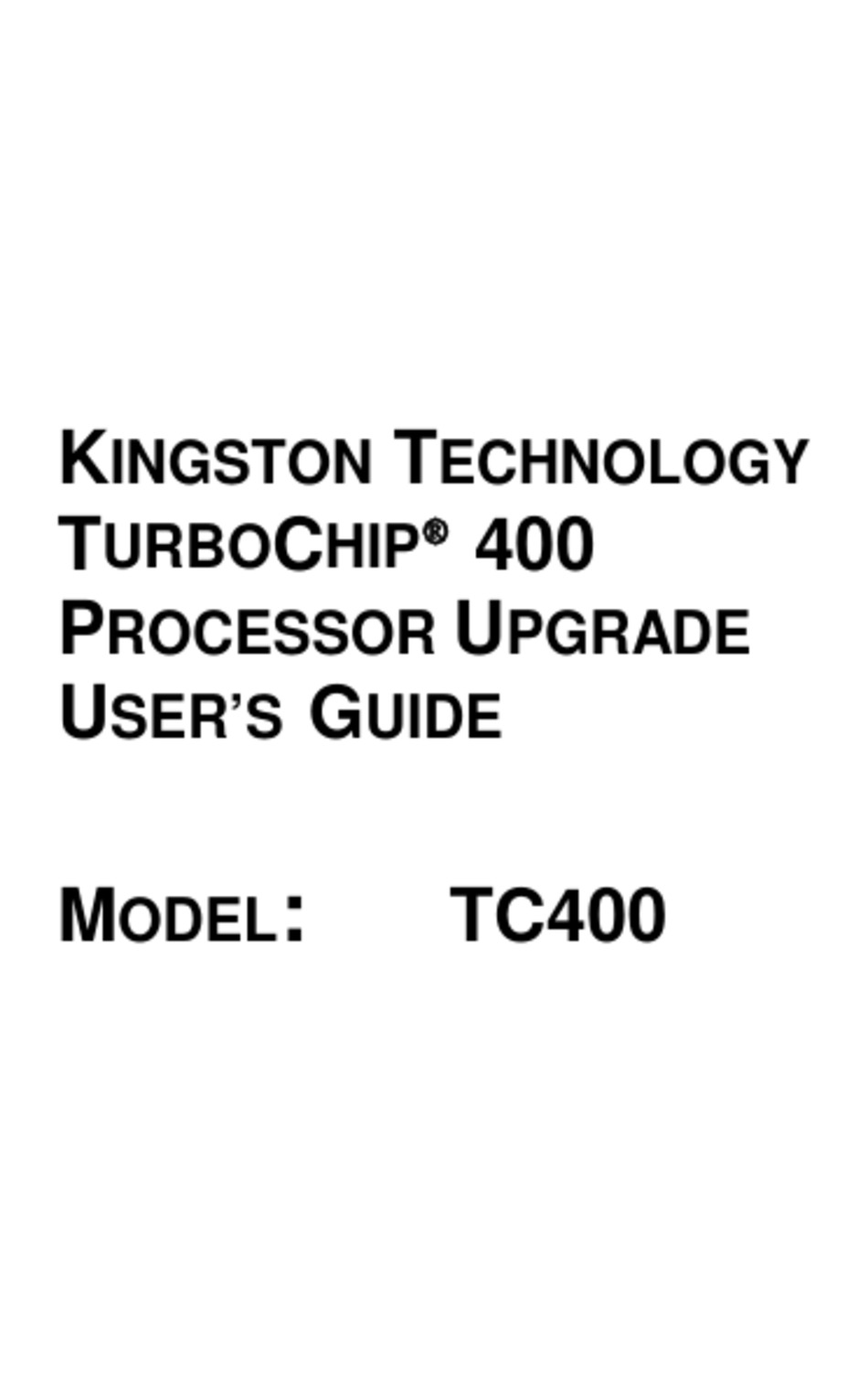 KINGSTON TECHNOLOGY TURBOCHIP 400 USER MANUAL Pdf Download ManualsLib