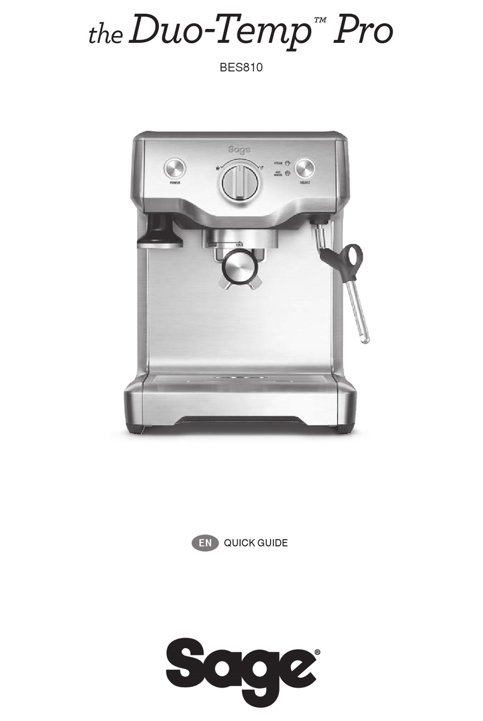 SAGE THE DUOTEMP PRO BES810BSSUK QUICK MANUAL Pdf Download ManualsLib