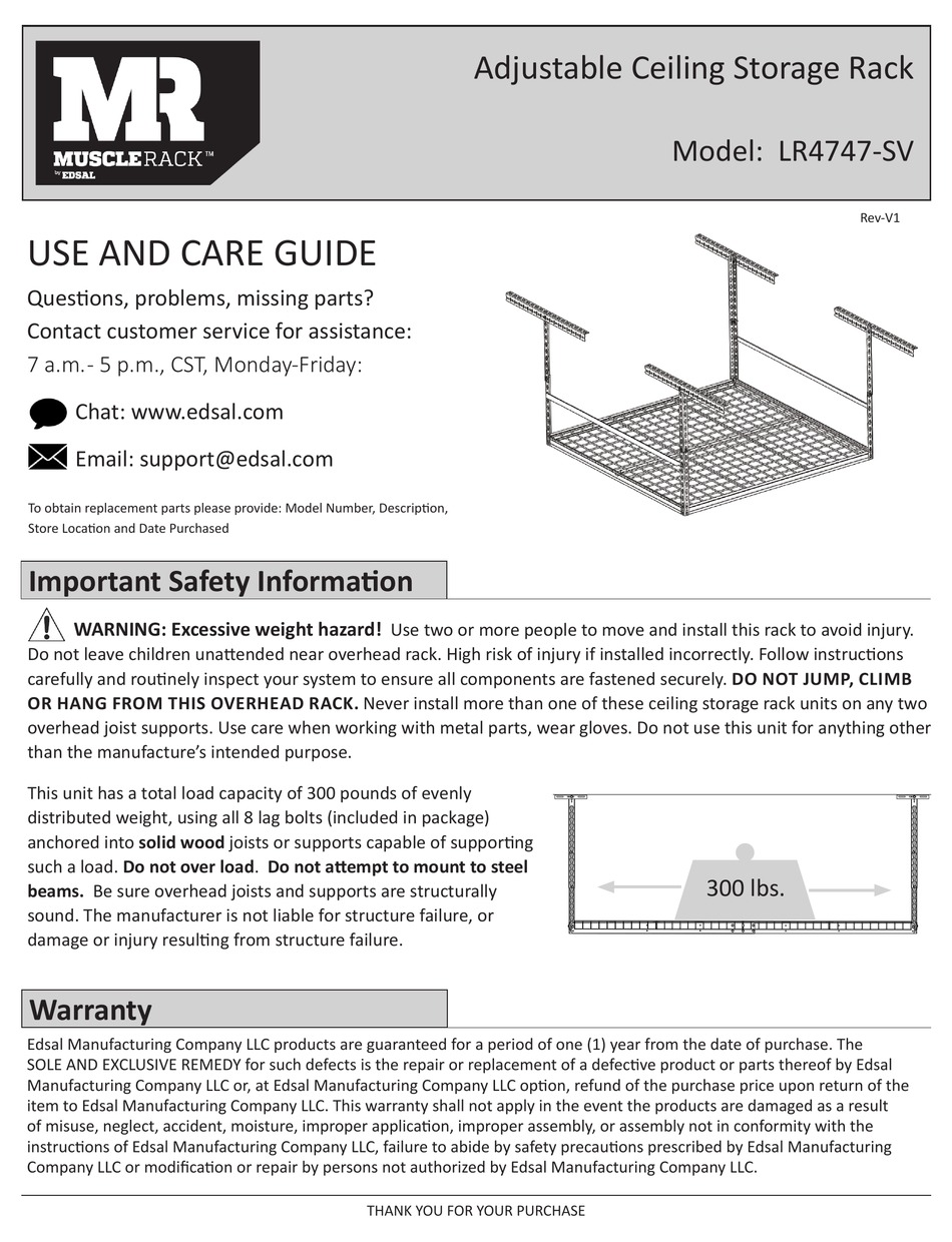 EDSAL MUSCLE RACK LR4747SV USE AND CARE MANUAL Pdf Download ManualsLib