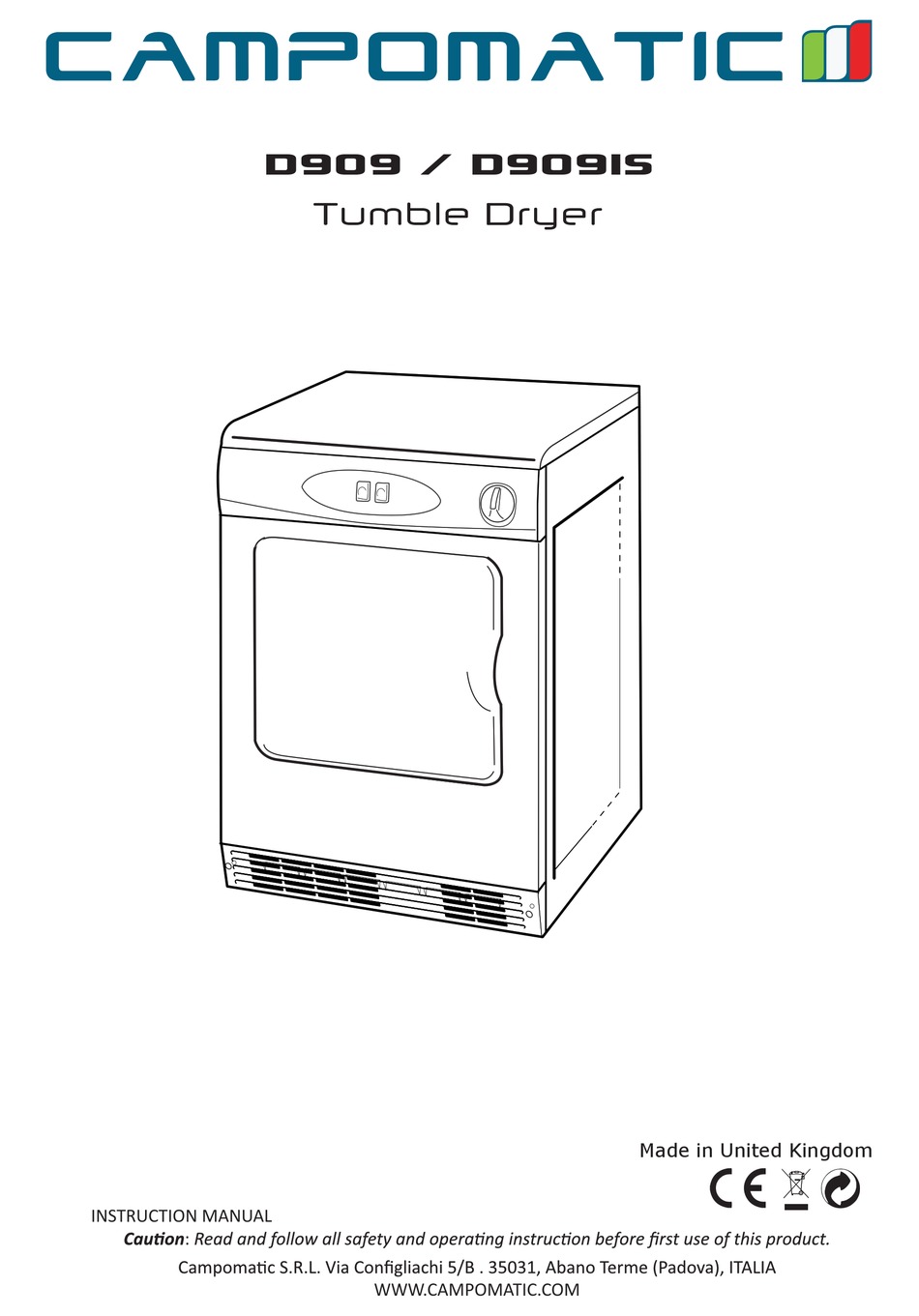 CAMPOMATIC D909 INSTRUCTION MANUAL Pdf Download ManualsLib