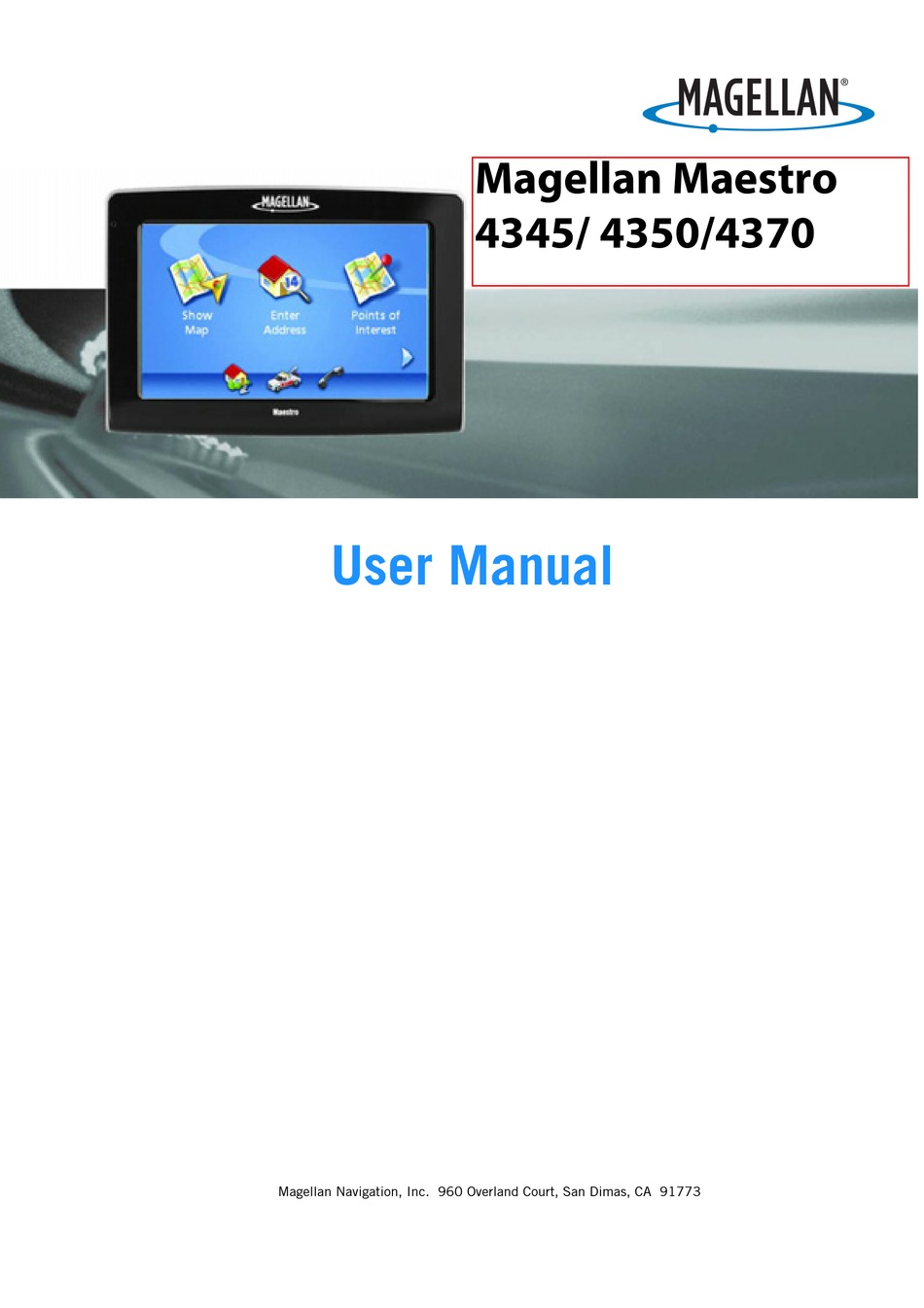 MAGELLAN MAESTRO 4345 USER MANUAL Pdf Download | ManualsLib