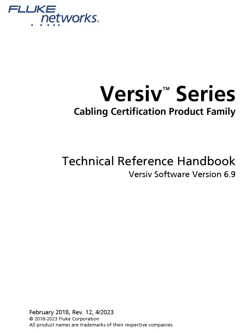 Fluke Fiberinspector Versiv Series Technical Reference Handbook Pdf Download Manualslib