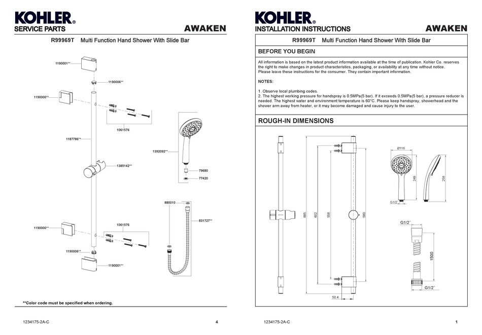 KOHLER AWAKEN R99969T INSTALLATION INSTRUCTIONS Pdf Download ManualsLib