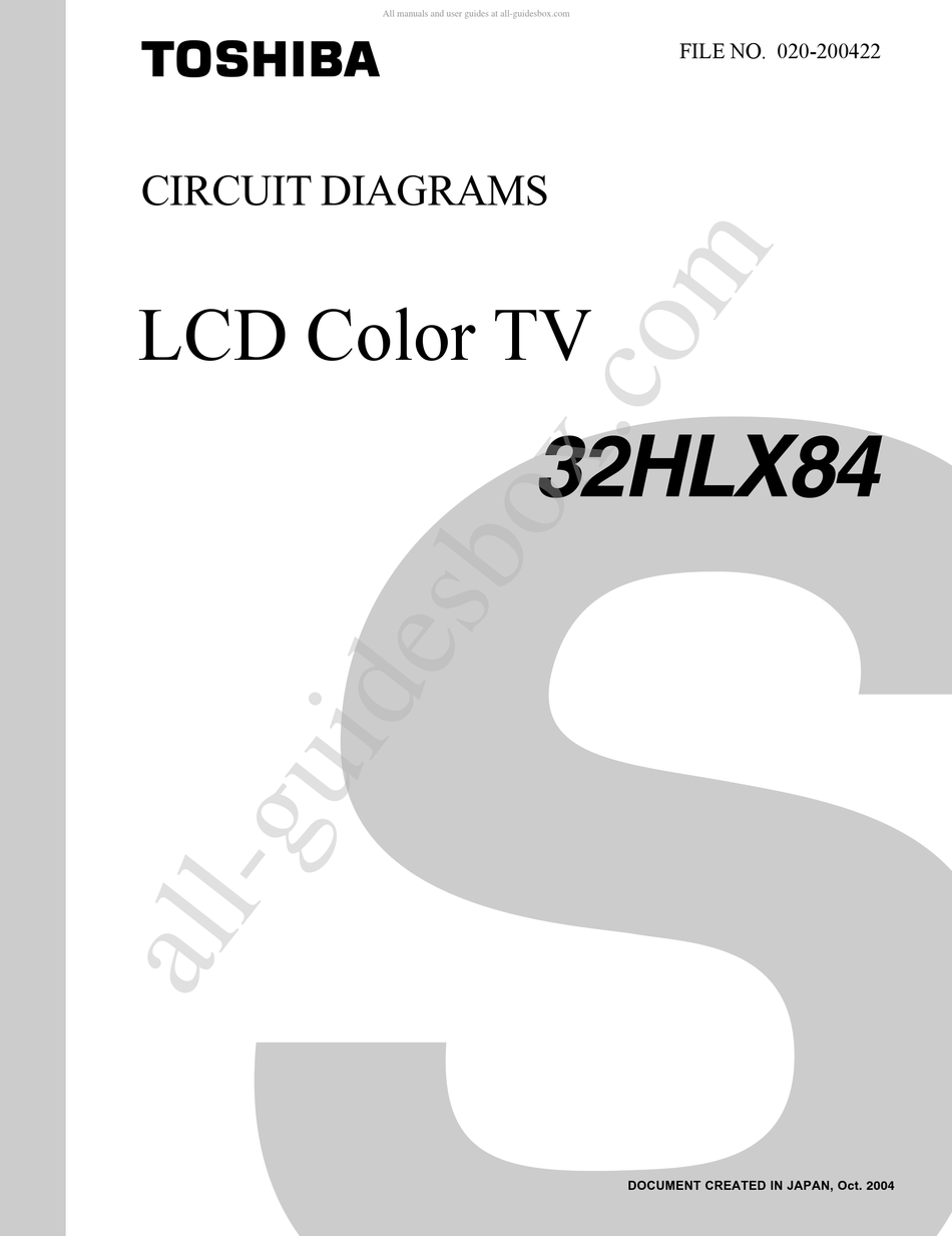 TOSHIBA 32HLX84 SCHEMATIC DIAGRAM Pdf Download | ManualsLib
