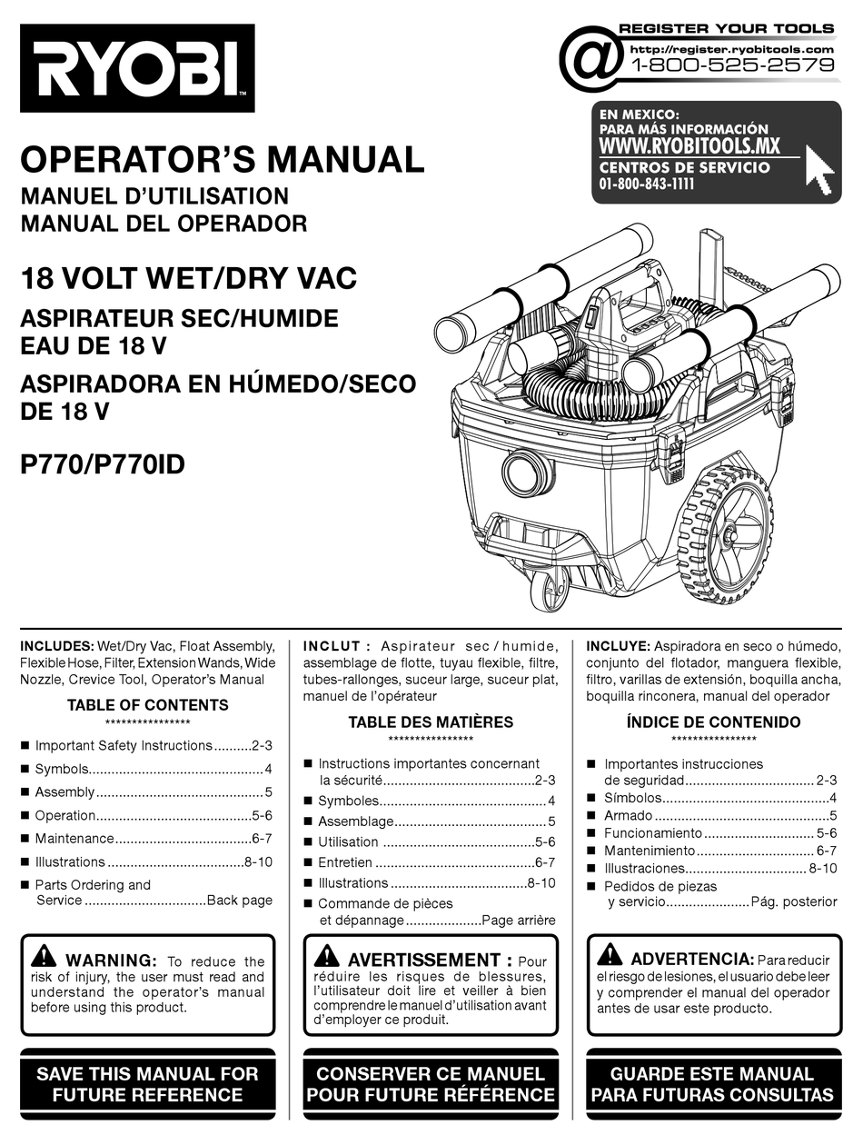 RYOBI P770ID OPERATOR'S MANUAL Pdf Download | ManualsLib