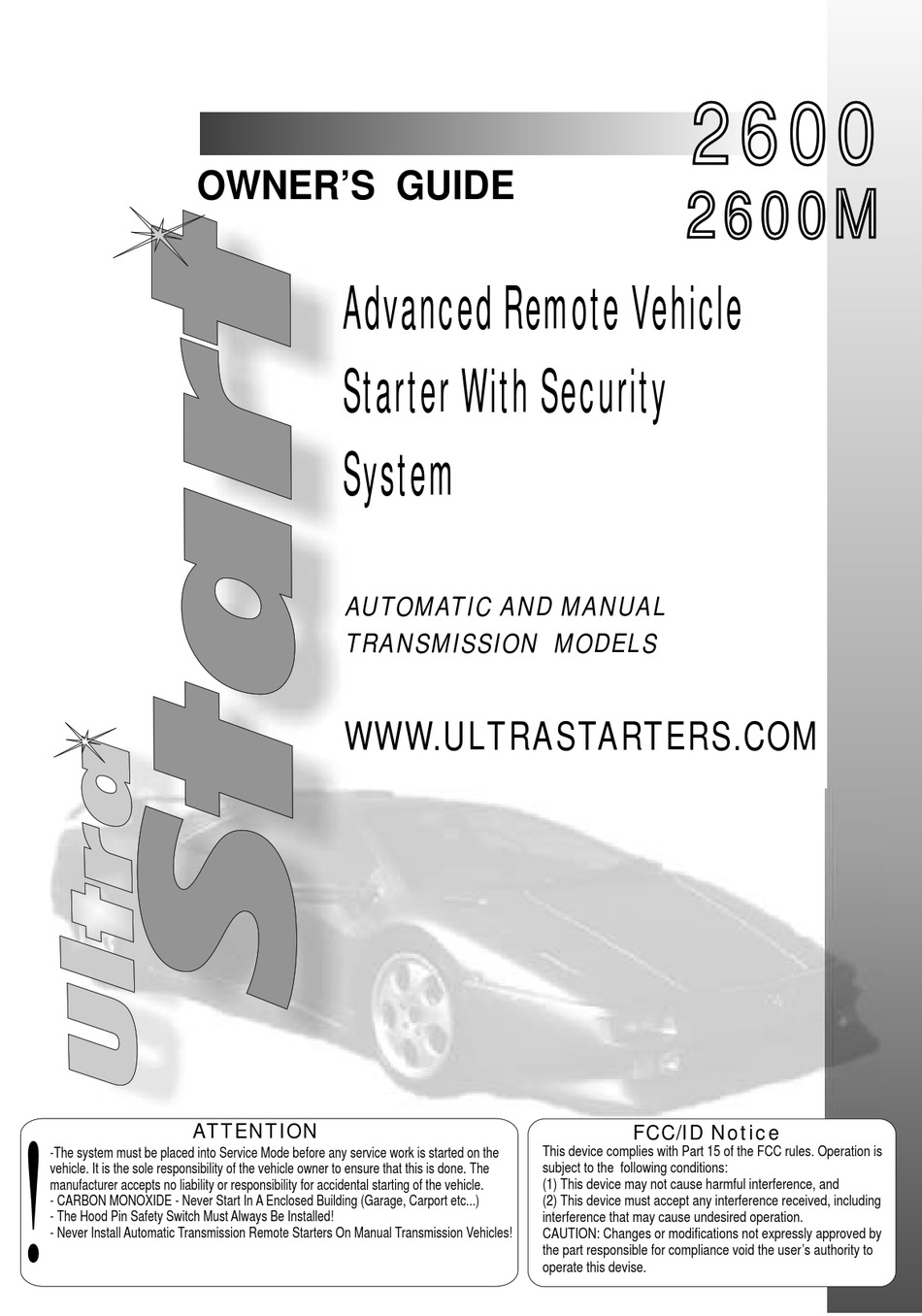 ULTRA START 2600 OWNER