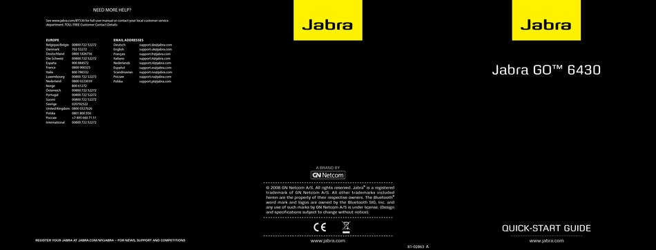 JABRA GO 6430 QUICK START MANUAL Pdf Download | ManualsLib