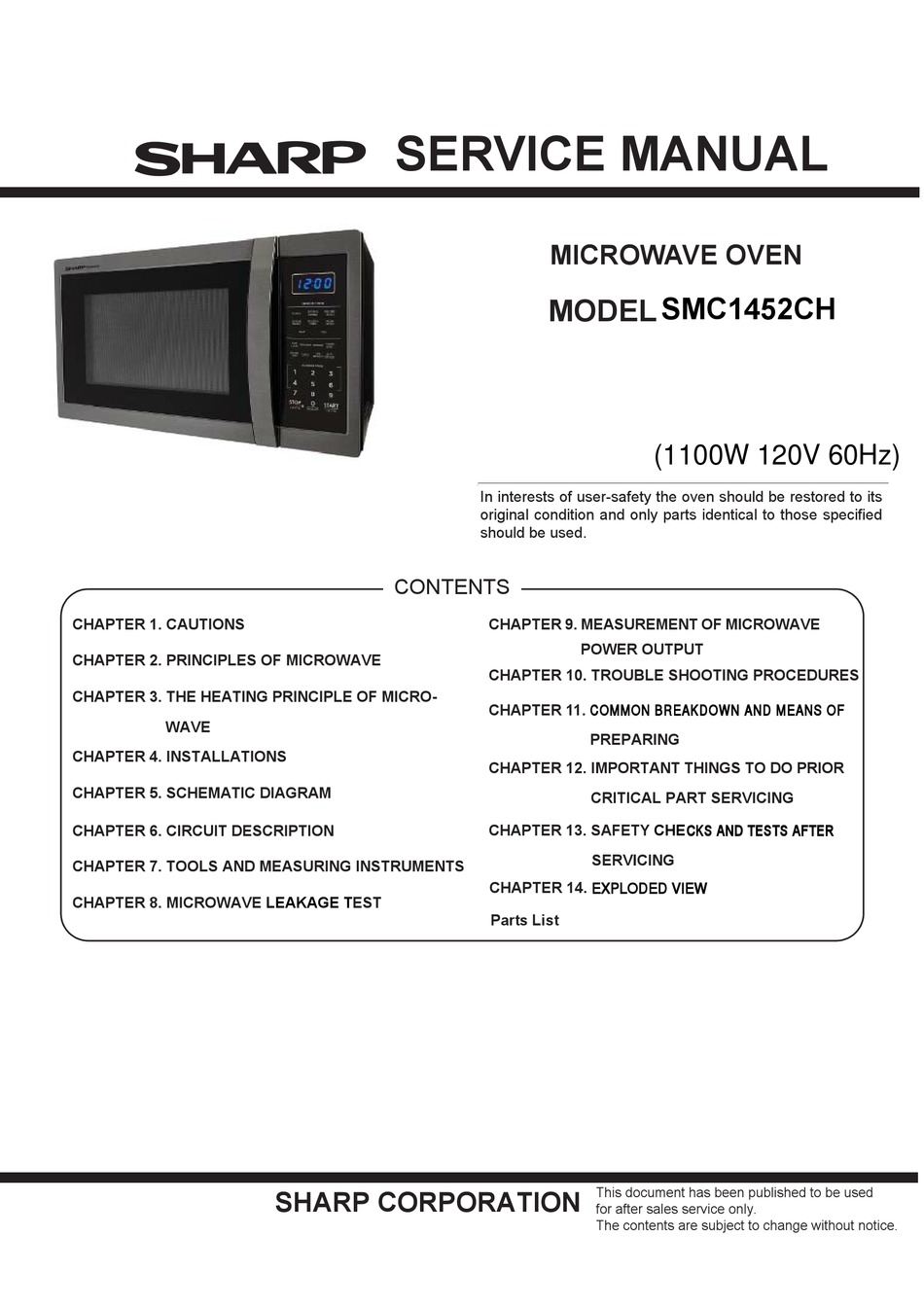 SHARP SMC1452CH SERVICE MANUAL Pdf Download ManualsLib