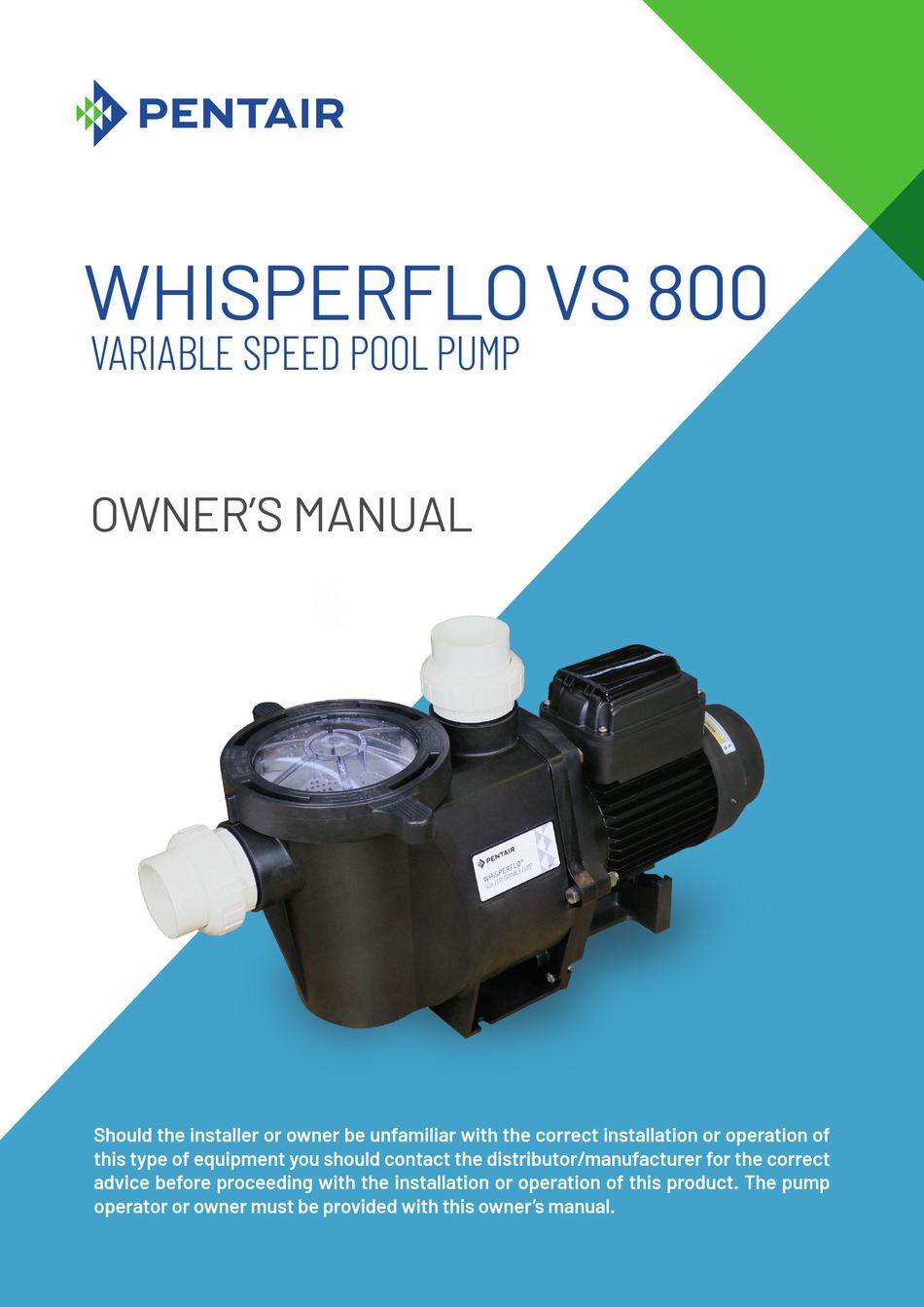 PENTAIR WHISPERFLO VS 800 OWNER