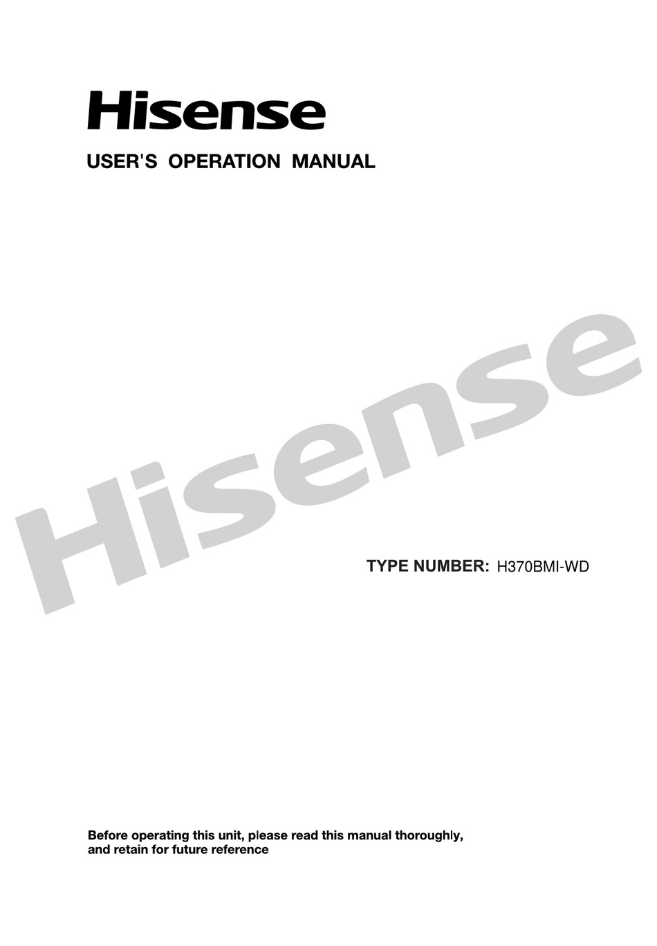 HISENSE H370BMIWD USER