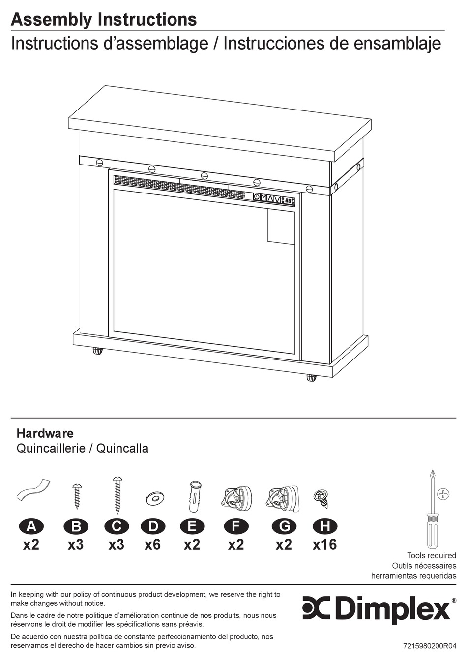 GLEN DIMPLEX DIMPLEX C3P23LJ2085CO ASSEMBLY INSTRUCTIONS Pdf Download