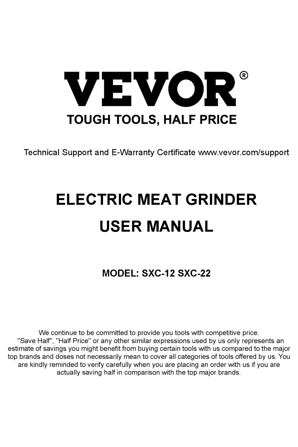 VEVOR SXC-12 USER MANUAL Pdf Download | ManualsLib