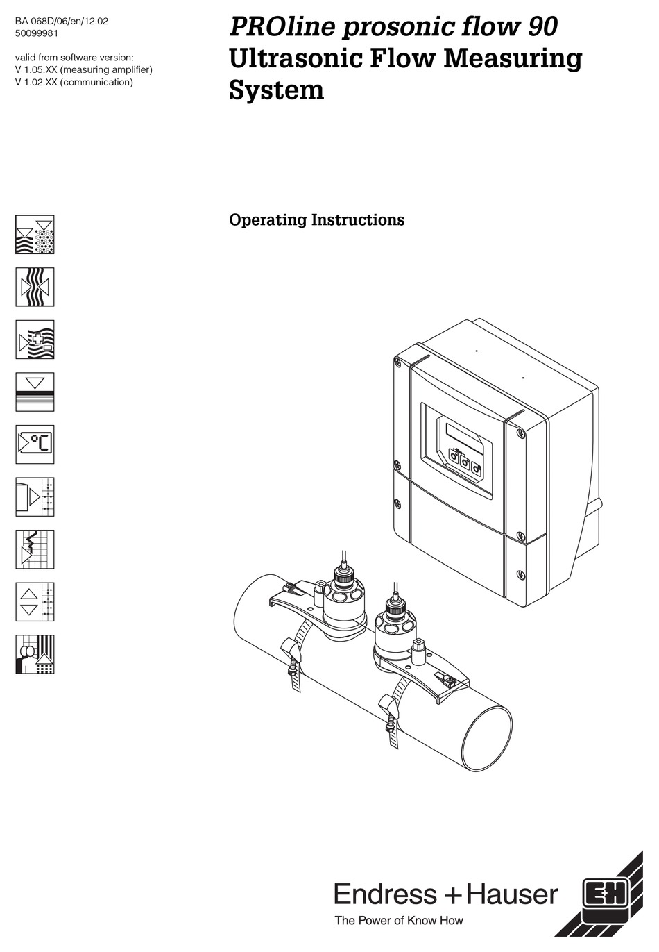 ENDRESS+HAUSER PROLINE PROSONIC FLOW 90 OPERATING INSTRUCTIONS MANUAL