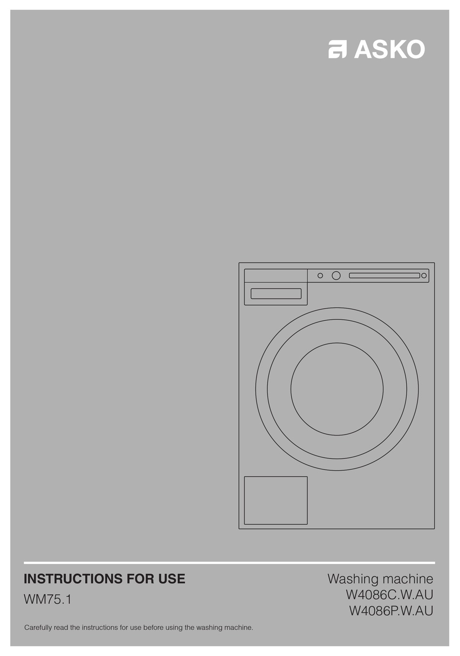 ASKO W4086P.W.AU INSTRUCTIONS FOR USE MANUAL Pdf Download ManualsLib