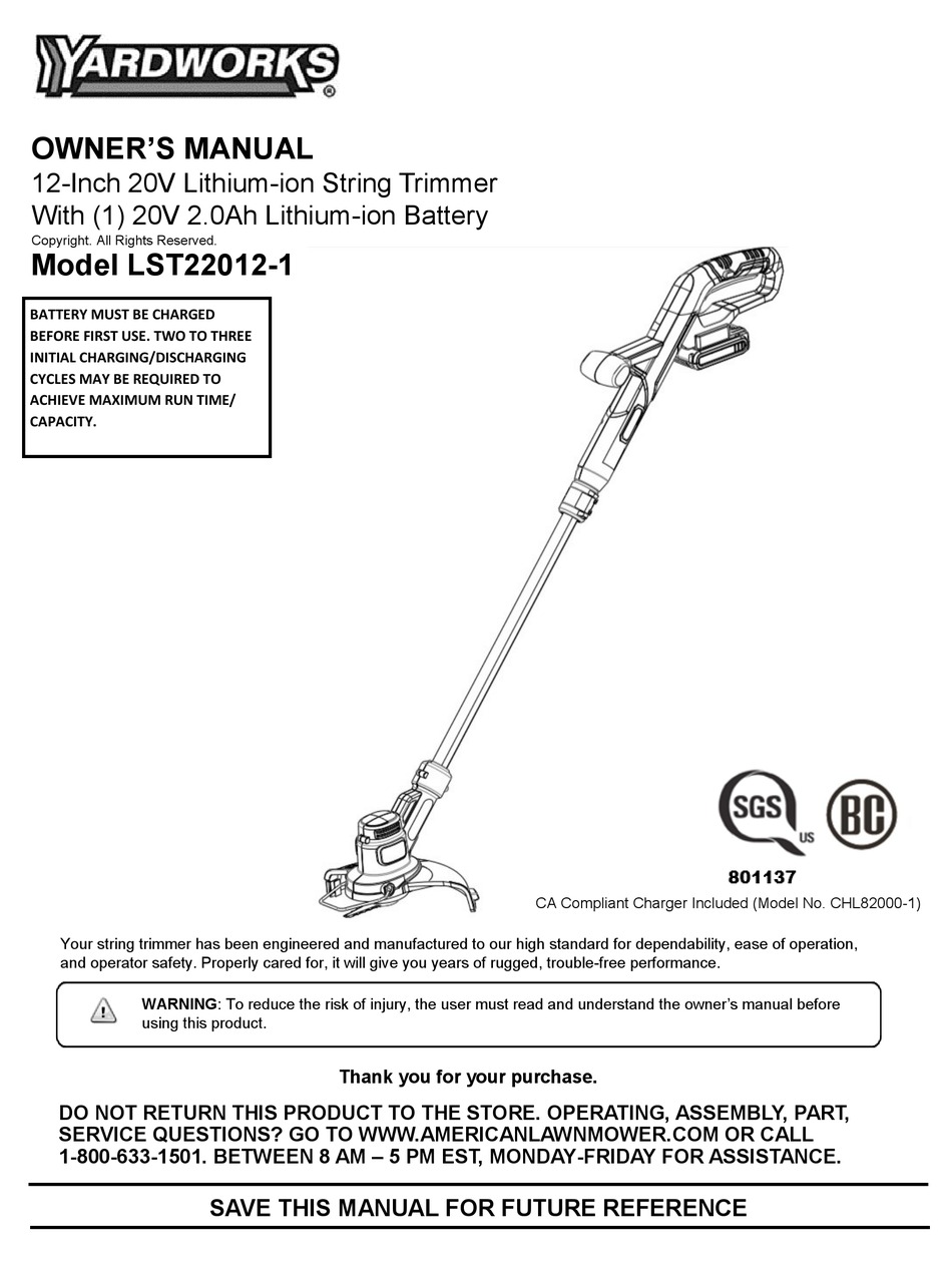 YARDWORKS LST220121 OWNER'S MANUAL Pdf Download ManualsLib