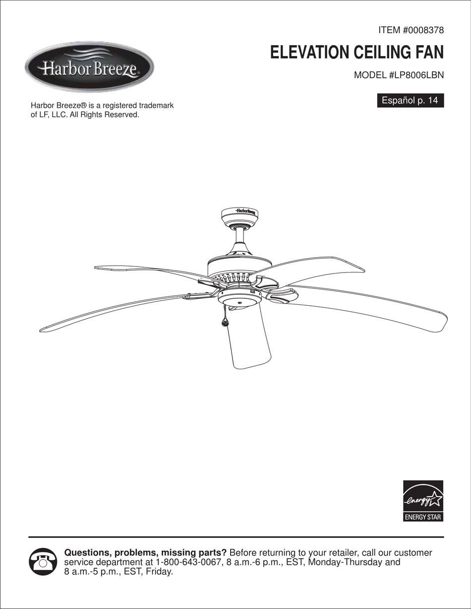 HARBOR BREEZE ELEVATION LP8006LBN MANUAL Pdf Download ManualsLib