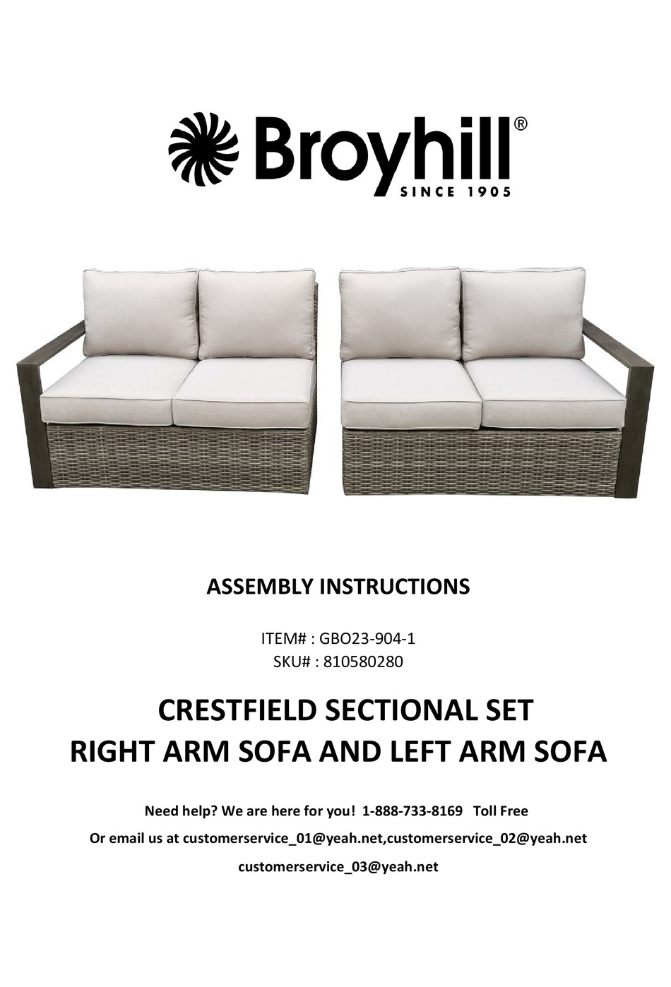 BROYHILL CRESTFIELD GBO239041 ASSEMBLY INSTRUCTIONS MANUAL Pdf