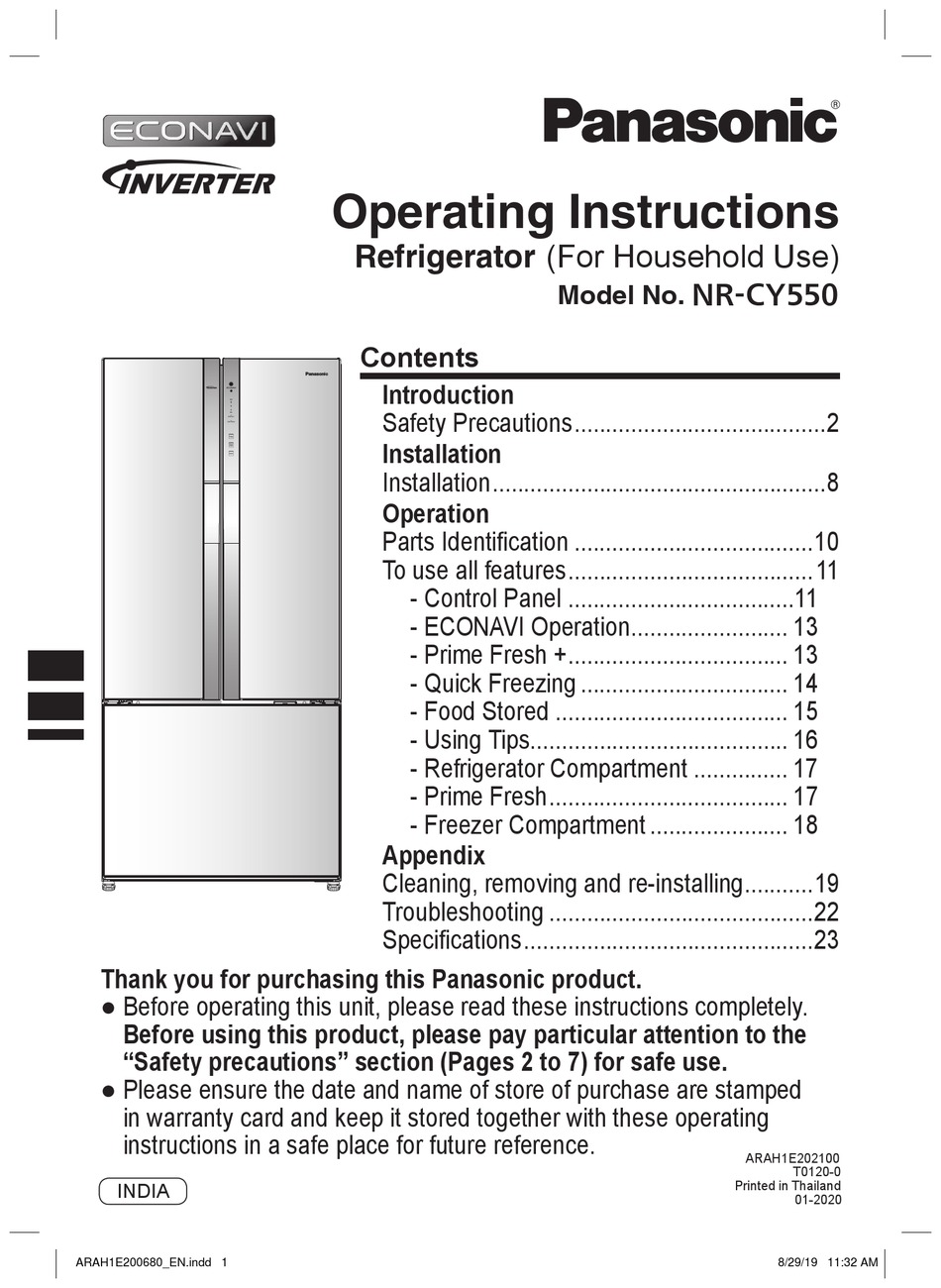 Panasonic Econavi Nr Cy550 Operating Instructions Manual Pdf Download Manualslib 0095