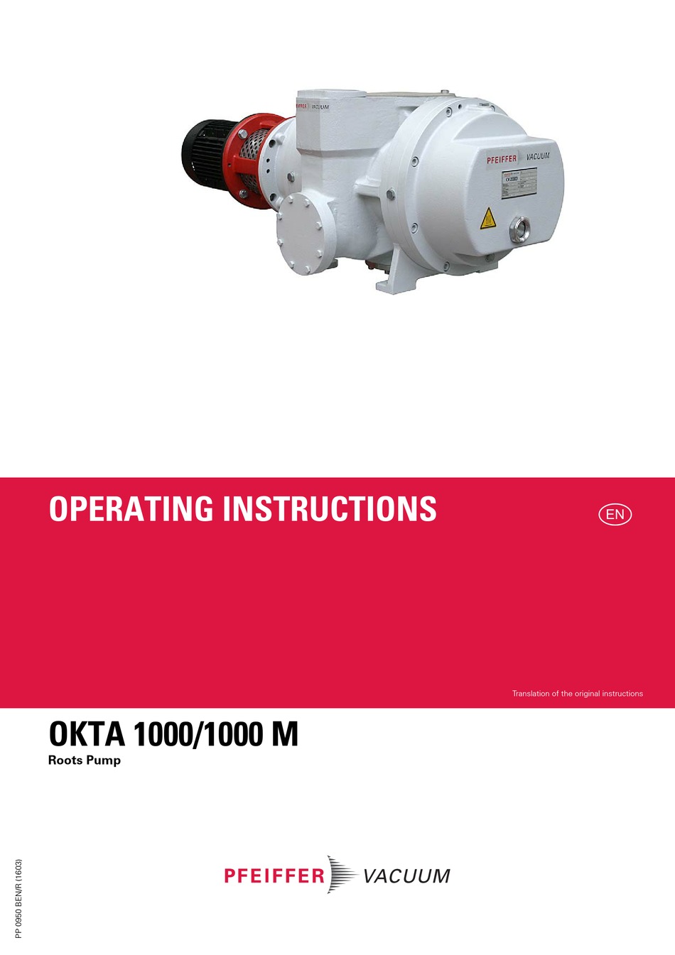 PFEIFFER VACUUM OKTA 1000 M OPERATING INSTRUCTIONS MANUAL Pdf Download
