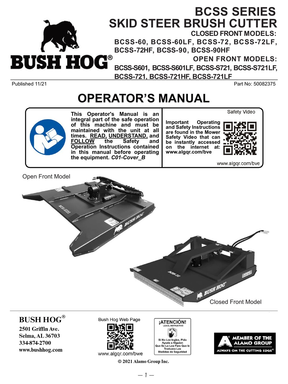 ALAMO BUSH HOG BCSS SERIES OPERATOR