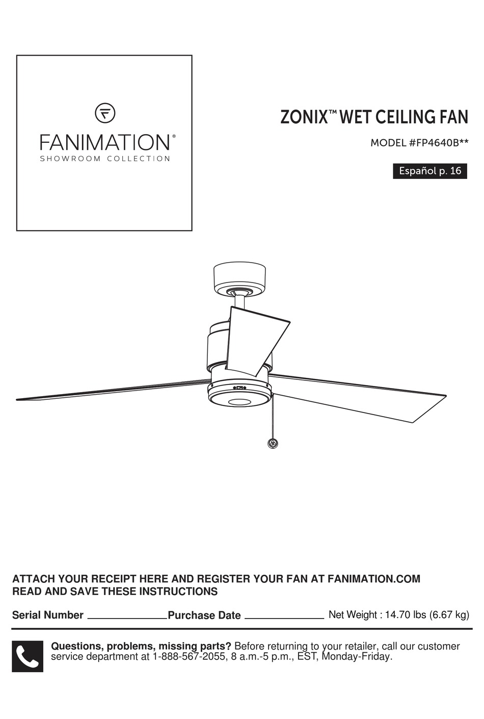 FANIMATION ZONIX WET FP4640BBLW MANUAL Pdf Download ManualsLib