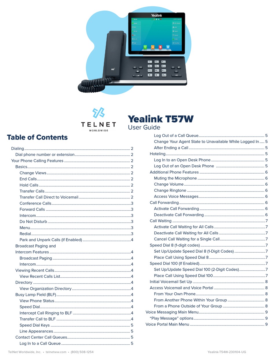 Yealink T57w User Manual Pdf Download Manualslib