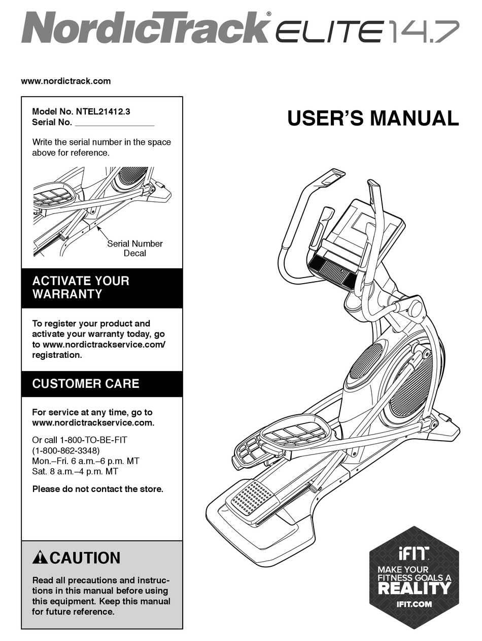 NORDICTRACK NTEL21412.3 USER MANUAL Pdf Download ManualsLib