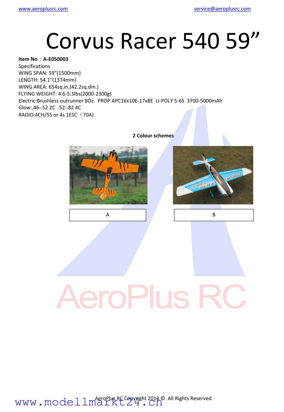 AEROPLUS CORVUS RACER 540 59 QUICK START MANUAL Pdf Download | ManualsLib