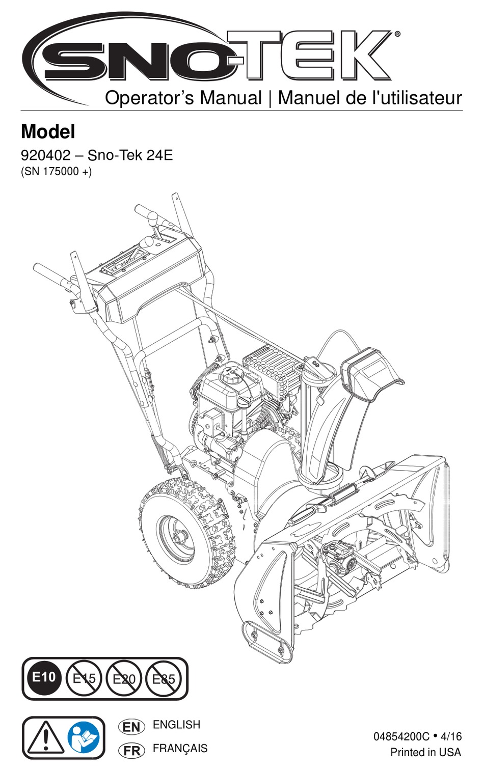 Ariens Sno Tek E Operator S Manual Pdf Download Manualslib