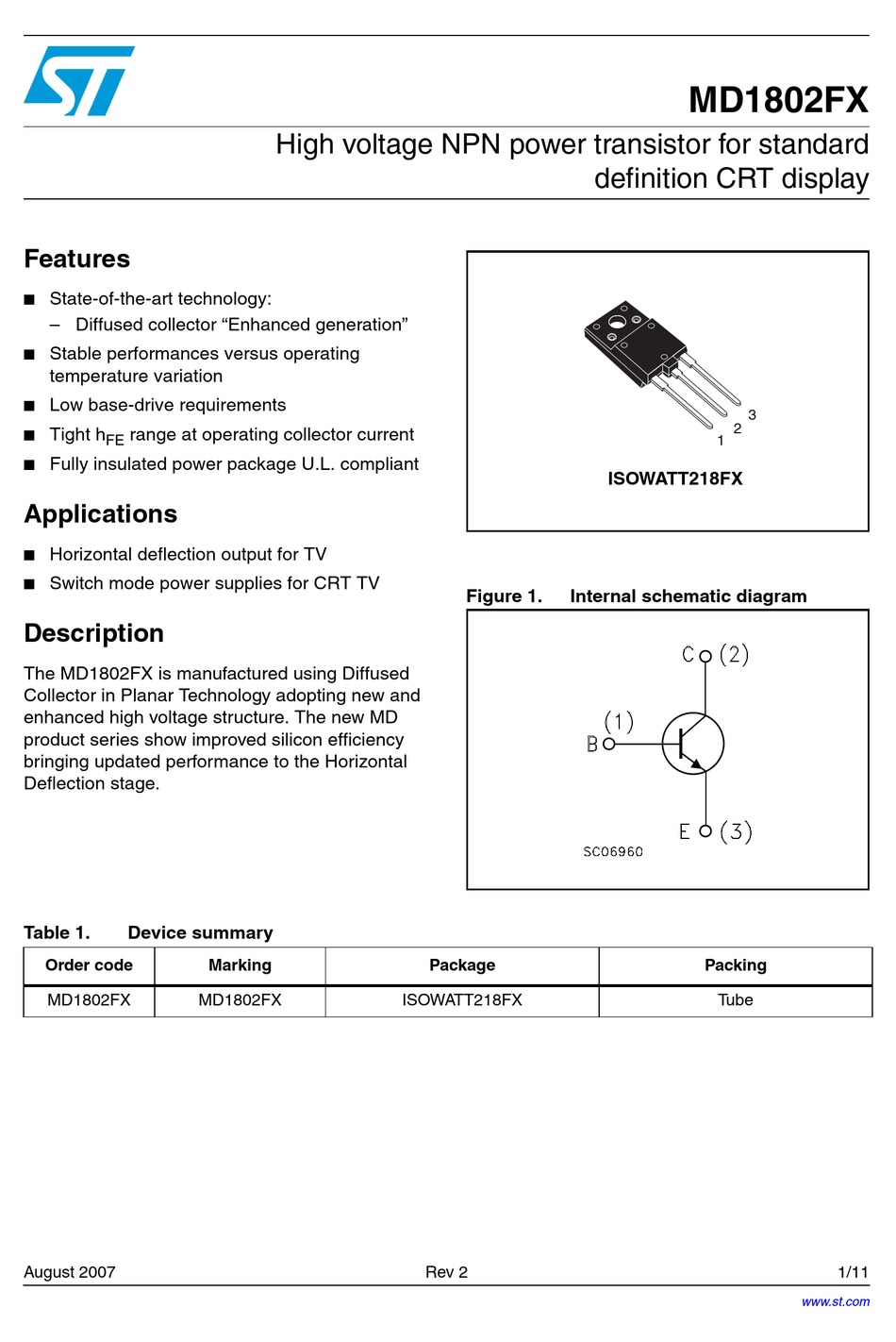 STMICROELECTRONICS MD1802FX MANUAL Pdf Download | ManualsLib