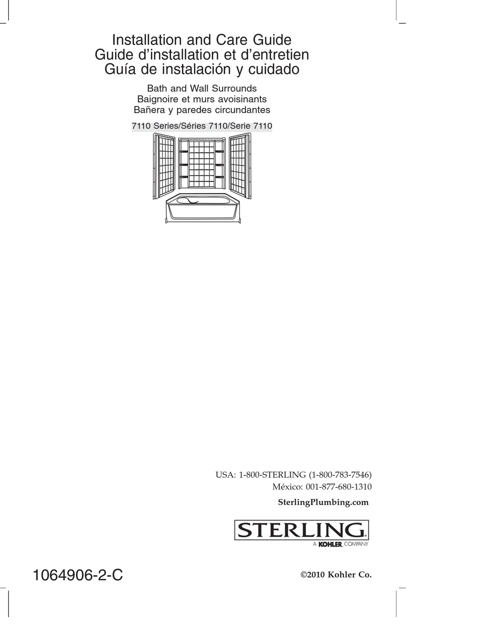 KOHLER STERLING 7110012096 INSTALLATION AND CARE MANUAL Pdf Download