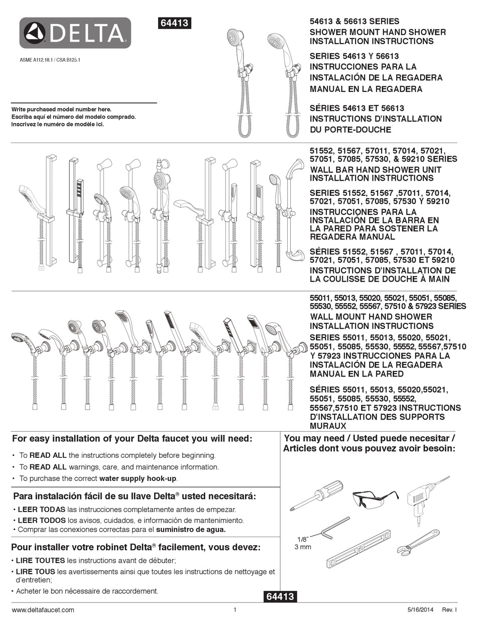 DELTA 56613 SERIES INSTALLATION INSTRUCTIONS MANUAL Pdf Download