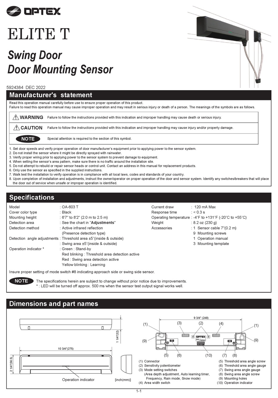 OPTEX ELITE T MANUAL Pdf Download ManualsLib
