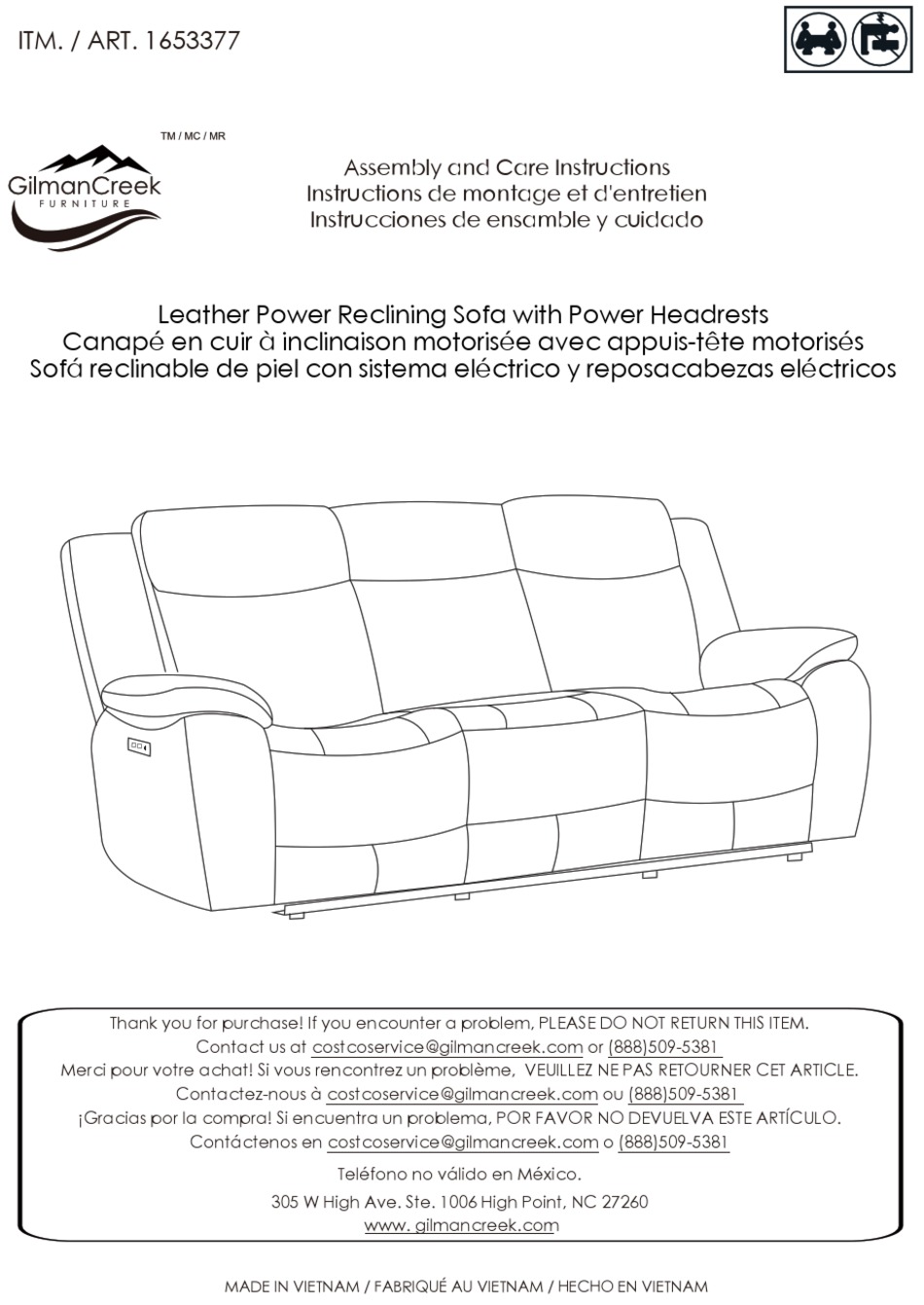 GILMAN CREEK 1653377 ASSEMBLY AND CARE INSTRUCTIONS Pdf Download