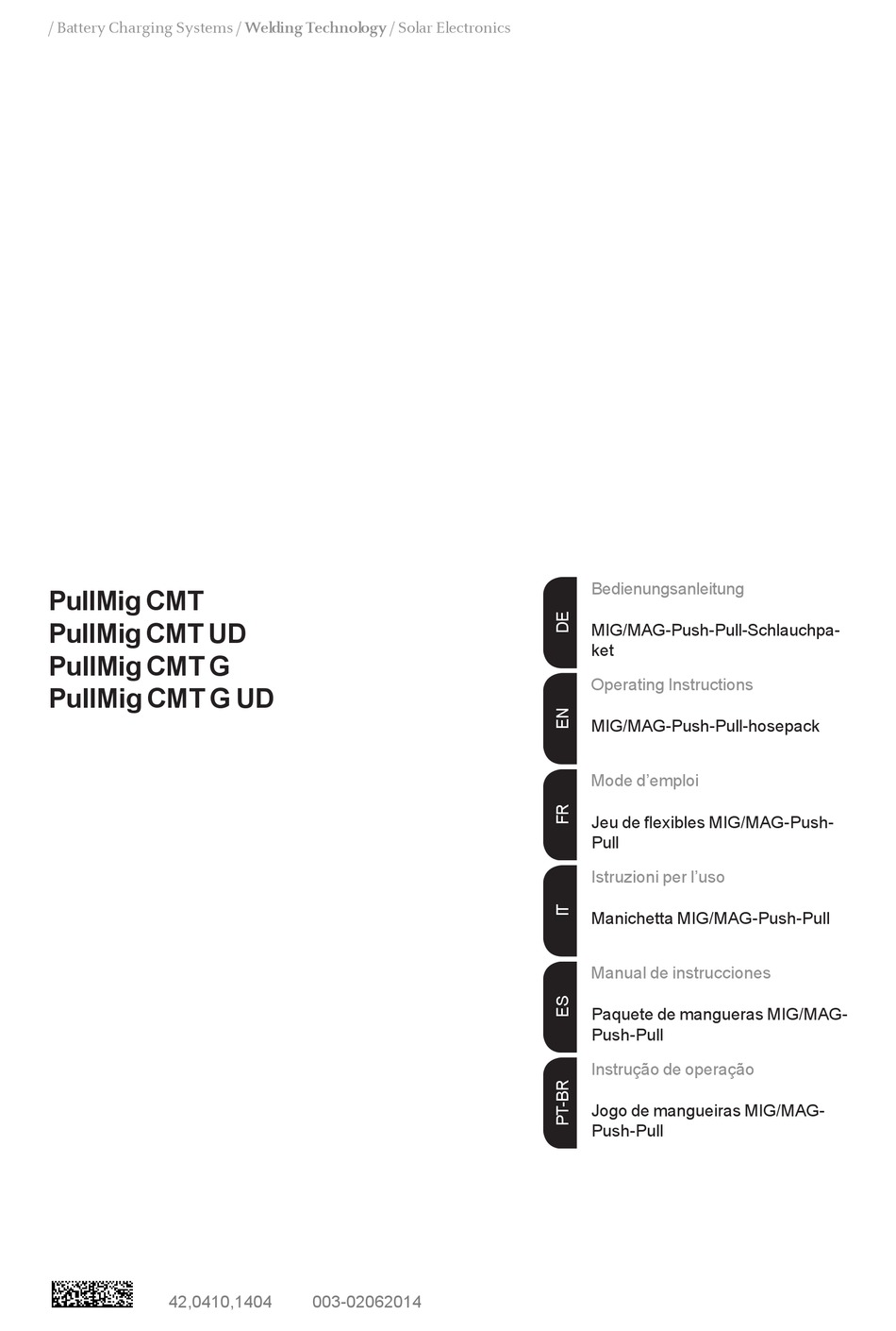 FRONIUS PULLMIG CMT OPERATING INSTRUCTIONS MANUAL Pdf Download ManualsLib