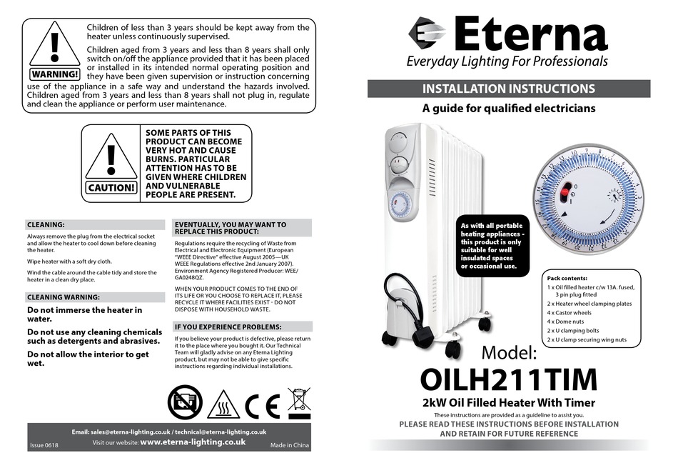 ETERNA OILH211TIM INSTALLATION INSTRUCTIONS Pdf Download ManualsLib