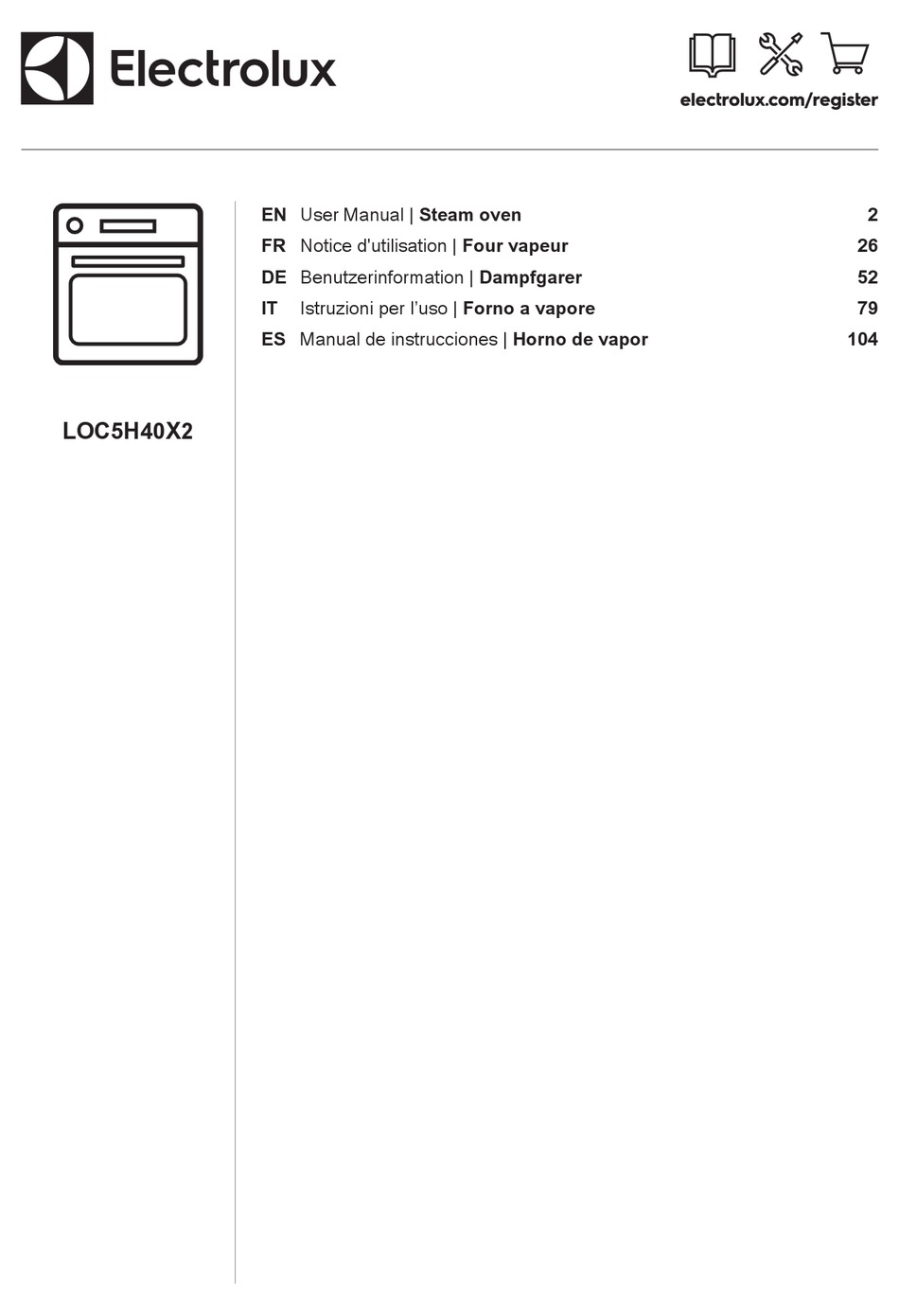 ELECTROLUX LOC5H40X2 USER MANUAL Pdf Download ManualsLib
