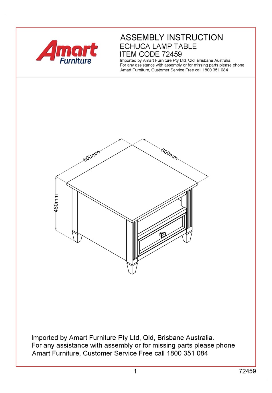 AMART FURNITURE ECHUCA 72459 ASSEMBLY INSTRUCTION Pdf Download ManualsLib