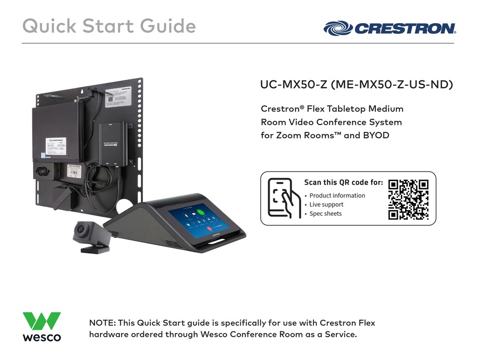 CRESTRON UC-MX50-Z QUICK START MANUAL Pdf Download | ManualsLib