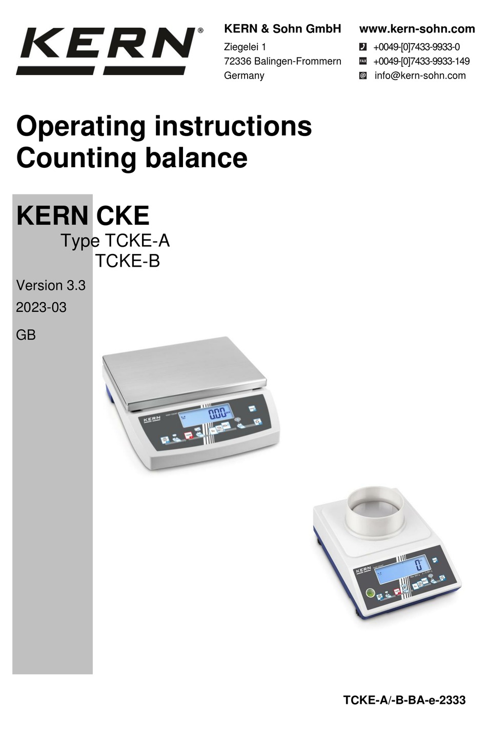 KERN CKE 6K0.02 OPERATING INSTRUCTIONS MANUAL Pdf Download ManualsLib