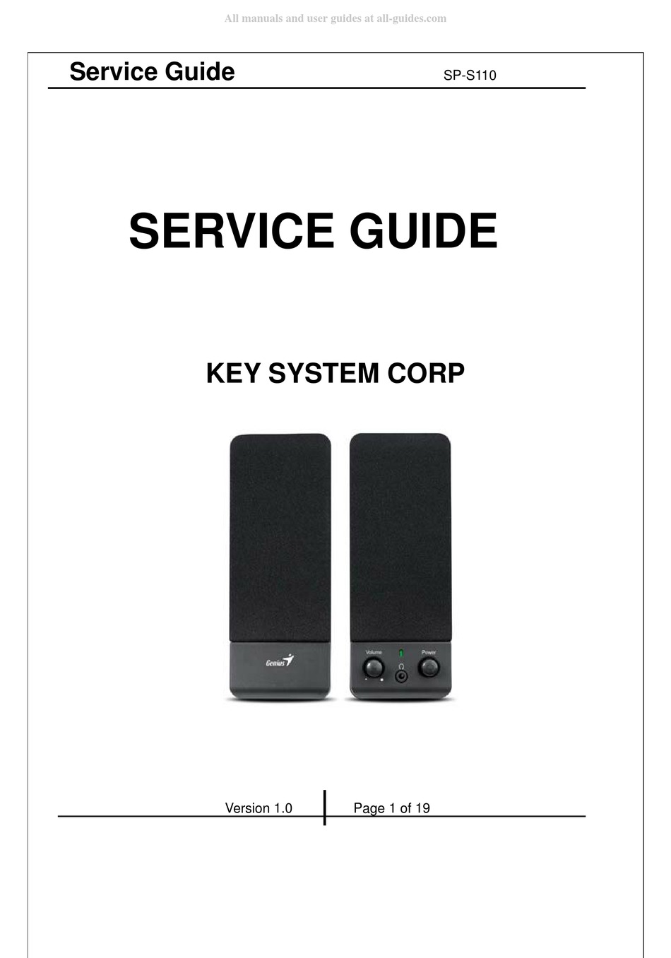 GENIUS SPS110 SERVICE MANUAL Pdf Download ManualsLib