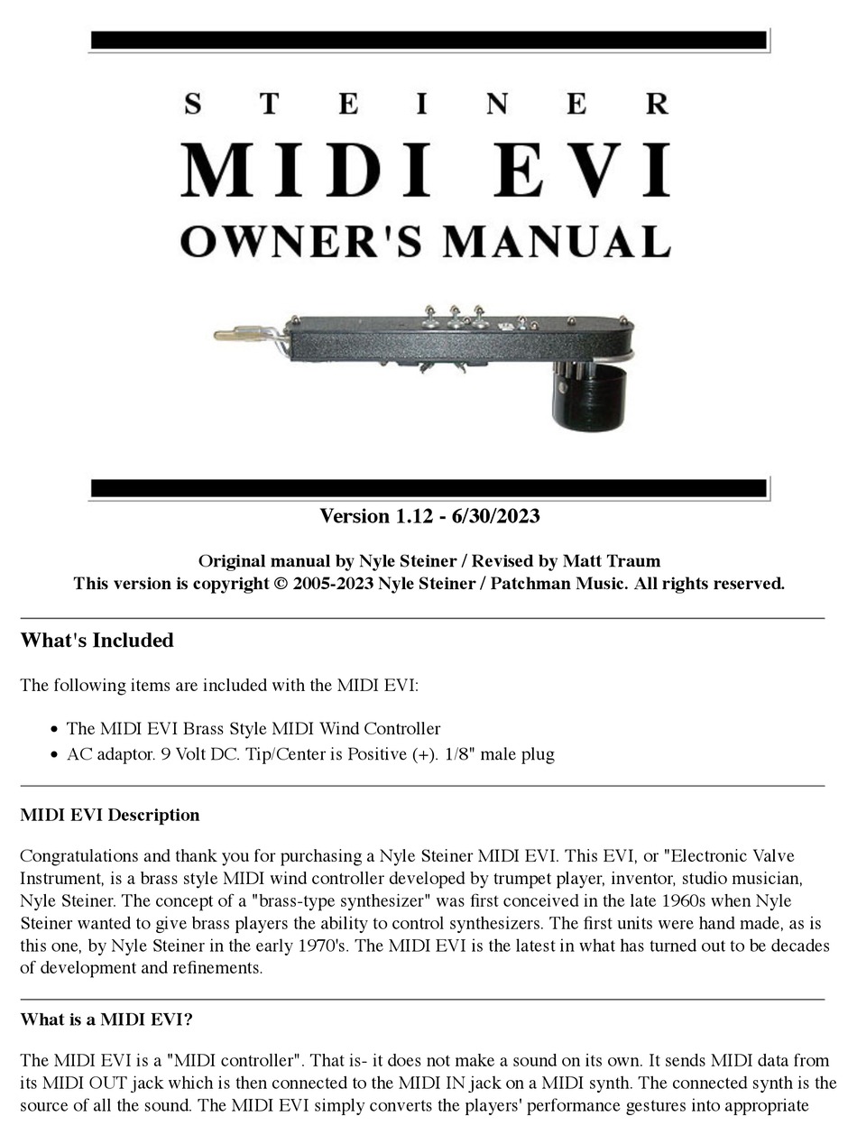 STEINER MIDI EVI OWNER'S MANUAL Pdf Download ManualsLib