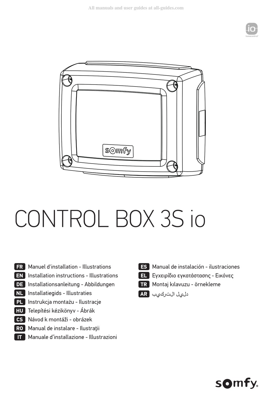 SOMFY CONTROL BOX 3S IO INSTALLATION INSTRUCTIONS MANUAL Pdf Download