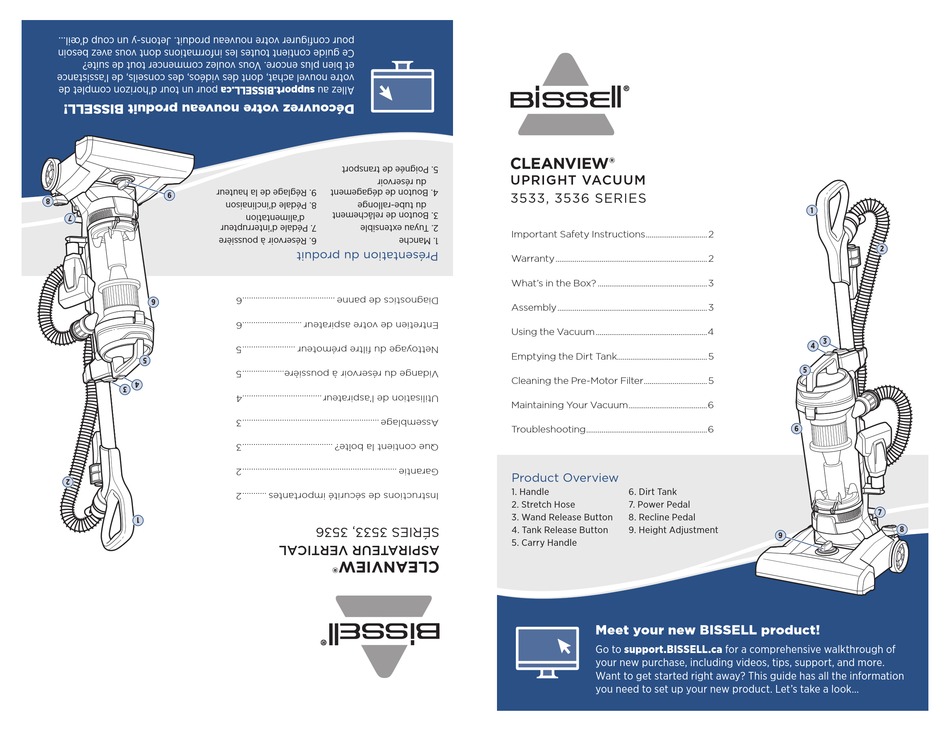 BISSELL CLEANVIEW 3533 SERIES QUICK START MANUAL Pdf Download ManualsLib