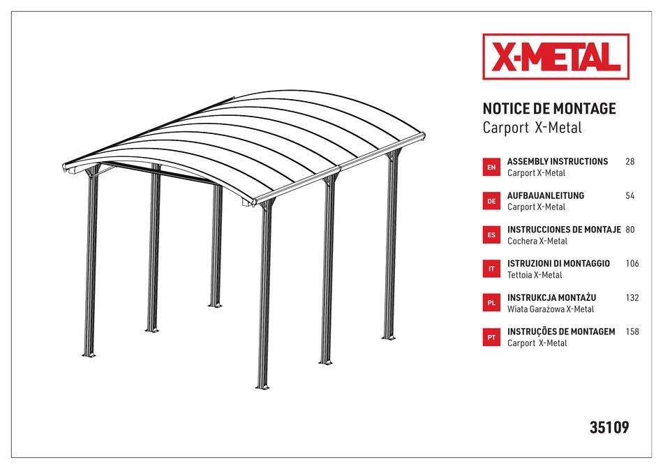 XMETAL CARPORT ASSEMBLY INSTRUCTIONS MANUAL Pdf Download ManualsLib